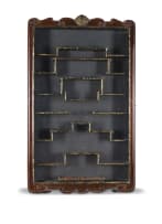 A Chinese carved hardwood and glass snuff bottle cabinet, 20th century