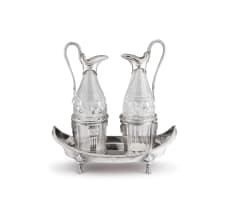 A George III silver and cut-glass cruet set, Digby Scott & Benjamin Smith II, London, 1818