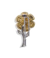 18k white gold sapphire and diamond brooch