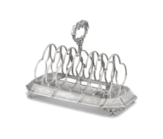 A Victorian silver toast rack, Samuel Hayne & Dudley Cater, London, 1846