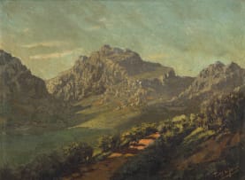 Tinus de Jongh; Pathway through a Mountainous Landscape