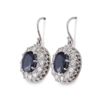 14k white gold sapphire cluster earrings