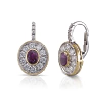 18k two-tone ruby and diamond earrings