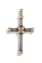 925 silver and 18k ruby cross pendant