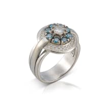 18k white gold blue diamond ring