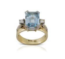 18k two-tone aquamarine ring