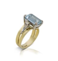 18k two-tone aquamarine ring