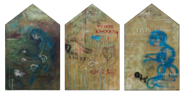 Judith Mason; Graffiti Graveyard Wonderings, triptych