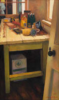 Mari Vermeulen-Breedt; Kitchen Table with Bottles and Pineapple