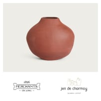 Two Jen de Charmoy River Rock brown clay vases