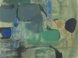 Charles Gassner; Abstract Composition in Blue and Green