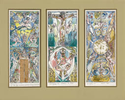 Jack Lugg; Open the Door to Hidden Meaning Within Imagination; Message of Hope; Golden Orb, triptych