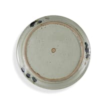 Esias Bosch; Blue- and sage-glazed stoneware dish with floral motifs