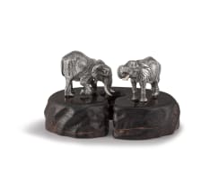 A pair of silver elephants, Patrick Mavros, Harare