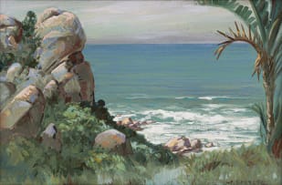 Willem Hermanus Coetzer; Seascape through the Rocks