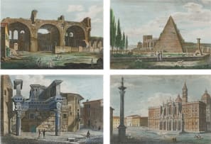 Various Artists; Tempio della Pace; Piramide di Cajo Cestio; Avanzi del Foro Palladio; Esterno della Basilica di Santa Maria Maggiore, four