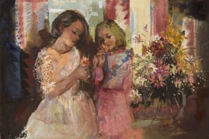 Mari Vermeulen-Breedt; Two Girls with Flowers