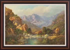 Gabriel de Jongh; Riverbed in Mountain Landscape