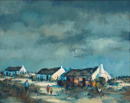 Mel Brigg; Houses and Figures in a Landscape