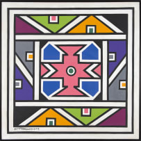 Esther Mahlangu; Untitled (Central Pink Motif)