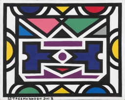 Esther Mahlangu; Untitled (Blue Central Motif)