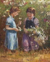 Adriaan Boshoff; Two Girls Picking Flowers