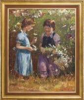 Adriaan Boshoff; Two Girls Picking Flowers