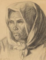 Maggie Laubser; Portrait of an Old Woman Wearing a Head Scarf