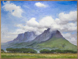 Alice Toich; Devil's Peak Covered in Windswept Clouds from the Rondebosch Common