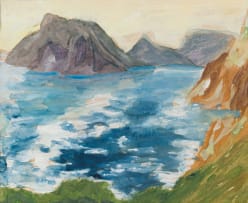 Alice Elahi; Seascape with Mountains, sketch