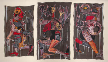 Blessing Ngobeni; Three Red Figures, triptych