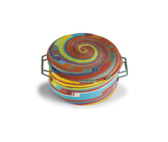 Bonface Cele; A Zulu multicoloured telephone wire basket and cover, 2023