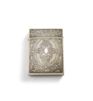 An ivory and silver fretwork card case, late 19th century