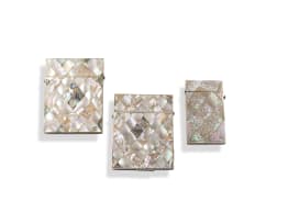 Three mother-of-pearl card cases, late 19th century