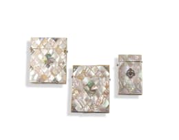 Three mother-of-pearl card cases, late 19th century