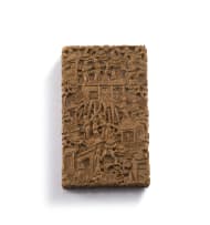 A Chinese Export carved sandalwood card case, late 19th century
