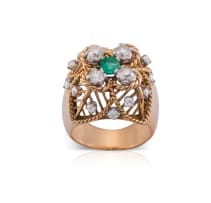 18k yellow gold emerald and diamond ring