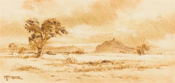 Otto Klar; Bushveld Landscape, Cottages, Landscape with Tree, three