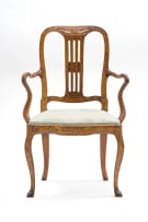 A Dutch sheaf-back marquetry armchair, 18th century