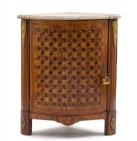 A French Louis XV ormolu-mounted tulipwood, rosewood, amaranth and parquetry encoignure, circa 1770