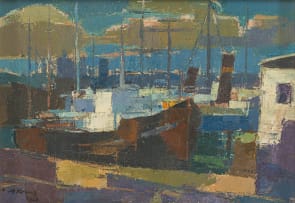 Alfred Krenz; Boats at Anchor