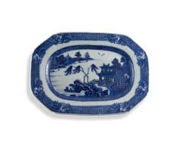 A Chinese blue and white octagonal platter, 20th century