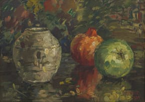 Gregoire Boonzaier; Still Life with Vase and Fruit