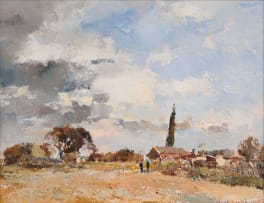 Errol Boyley; Landscape with Buildings and Figures