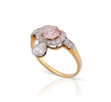 Platinum and 18k yellow gold pink diamond ring