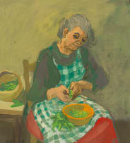 Marjorie Wallace; Shelling Peas; Tea Time, recto verso