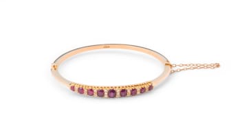 15k rose gold ruby bangle