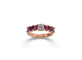 14k rose gold diamond and ruby ring