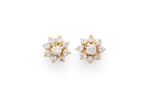 18k yellow gold cluster earrings