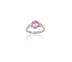 18k white gold pink sapphire and diamond ring